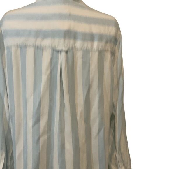 Rails Blue White Block Stripe Lace Tie Blouse S - Picture 8 of 14